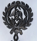 Vintage Unmarked 9  X 6  Black Cast Iron Eagle Trivet