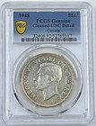 1948 Canada King George Vi Silver Doller S 1 Pcgs Genuine Cleaned Unc Detail