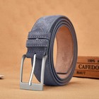 Mens Belt Genuine Leather Suede Pin Metal Buckle Luxury Brushed Straps Welour