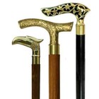Lot Of 3 Vintage Antique Walking Cane Wooden Stick Brass Handle Knob Solid Gift