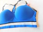 Pink By Victoria s Secret Women s Sports Bra Blue Wireless Push Up Size L Large