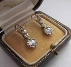 Art Deco Style Round Cut Lab Created Diamond Wedding Earring 14k White Gold Fn