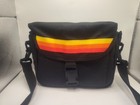 Vintage Striped Yellow Red Orange Canvas Camera Bag Mint Condition Free Shipping