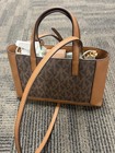 Michael Kors Brown Logo Satchel Top Handle Zip  Gold Hardware  Detachable Strap