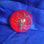 Vintage Scorpion In Lucite Paperweight Red Sparkle