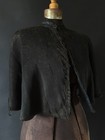 Victorian 1880s Antique Corded Black Silk Womens Capelet Jacket