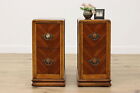 Pair Art Deco Vintage Walnut Nightstands End Tables Bakelite  52894