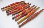 Lot Of 10 Antique Wooden Kitchenware Rolling Pins Lacquer Painted