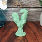Green Jadeite Glass Depression Style Rooster Chicken Figurine  Vintage Farmhouse