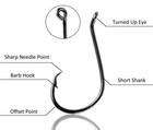 100 Hooks -  1-5 0 Ultra Sharp Carbon Steel Octopus Offset Circle Fishing Hook
