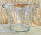 Anchor Hocking Glass Ice Bucket With Wood   Metal Handle - 7 x9  Vintage