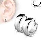 Stainless Steel Small Dome Hoop Huggie Earrings Pair 4 Mm Wide 20 Ga Silver