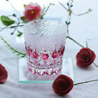 Vintage Gold Pink Hand Cut 11oz Crystal Whisky Glass Tumbler Edo Kirik Glassware