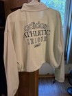 Adidas Originals Women s Beige Fleece 1 4 Zip Cropped Mock Neck Xl