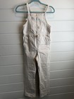Free Assembly Women   s Beige Denim Overalls L  10 12  Straight Leg Pockets