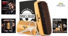 4-piece Beard Care Set With Travel Bag  Comb  Brush  And Grooming Scissors