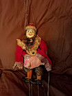 Vtg Burmese Yoke Th   Carved Wooden Marionette Puppet 14  Long Hand Pt