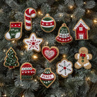 Christmas Ornament Kit  Gingerbread Santa Set Of 12 Felt Applique Ornam