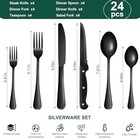 24-piece Black Stainless Steel Flatware Set Steak Knives Dishwasher Safe