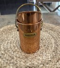 Vtg Odi Solid Copper With Brass Handle And Label Brush Holder  Container