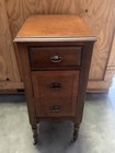 Vintage Art Deco Nightstand End Table Walnut Bedroom Stand With Wheels  1
