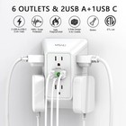 Multi Plug Outlet Surge Protector - Yishu 3 Sided Power Strip With 6 Ac White