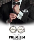 Large Bling Color Stone Cuff Links For Men     Tuxedo Suit Cufflinks Pearl silv   