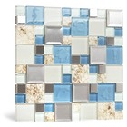 Blujellyfish Blue Sea Glass Tile Backsplash Beach Style Mosaic Tiles Real Seashe