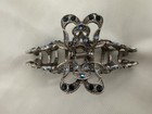 Silver Heart Hair Claw With Blue Rhinestone Accents Decorative For Women