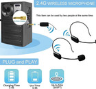 2 4g Dual Wireless Microphone System With 2 Headset Mics For Speakers  Pa