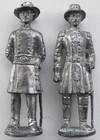 Lot Of 5 Vintage Civil War Unpainted Cast Metal Lead pewter  Toy Figures Chess 
