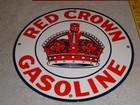 Vintage Red Crown Gasoline 11 3 4  Porcelain Metal Standard Station Gas Oil Sign