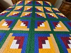 King Size  Machine Pieced And Quilted  Logcabin Quilt  42