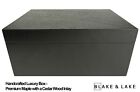 Large Wooden Box With Hinged Lid - Wood Storage Box With Lid - Black Stash Box
