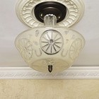 703c Vintage 50s Ceiling Light Fixture Glass Shade Lamp Western Cowboy Farmhouse