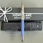 Montblanc Meisterst  ck Half Blue Silver Trim Fountain Pen Luxury With Pouch