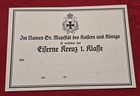 Wwi Imperial German Silver Iron Cross 1st Class Military Medal W Award Document