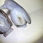 Stone  Lot Of 3 Carved Penguin Figurines W  Druzy Pockets Gray blue brown