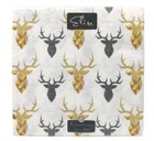 Elise 3-ply Luncheon Napkins Paper 16 Ct  lot Of 3  6 5x6 5  Gold Black Reindeer