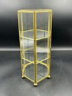 Small Vintage Brass   Glass Curio Display  Trinket   Collectibles Cabinet 10 25   