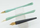 3 Small Vintage Dip Pen Nib Holders With Nibs - 2 Turquoise  1 Carters Black