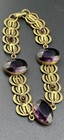 Victorian Antique Brass And Bezel Set Purple Stone Bracelet