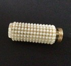 Vintage Brass  Faux Pearl Lipstick Holder Lipstick Tube Beautiful