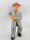 Seated Man Figure Barclay Manoil Cast Metal Grey Suit Fedora Hat C1930s-40s