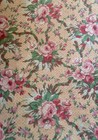 Antique French Vining Floral Roses Light Cotton Fabric  Pink Apricot Lavender