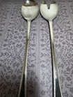 Vintage Brama Ep On Steel England Salad Spoon And Fork Silver Plate Flatware Nr