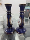 Vintage Cobalt Blue And Gold Lareaux 9 5    Candle Stick Holder Set Of 2