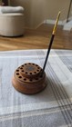 Wood Round Desktop Pen pencil Holder Stand With Multiple Holes