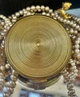 Vtg Gold Tone Genuine Mother Of Pearl Powder Compact Vanity Makeup Case Rare