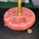Vtg  Italian Pink Marble brass Lipstick Holder Hollywood Regency Six Slot Stand